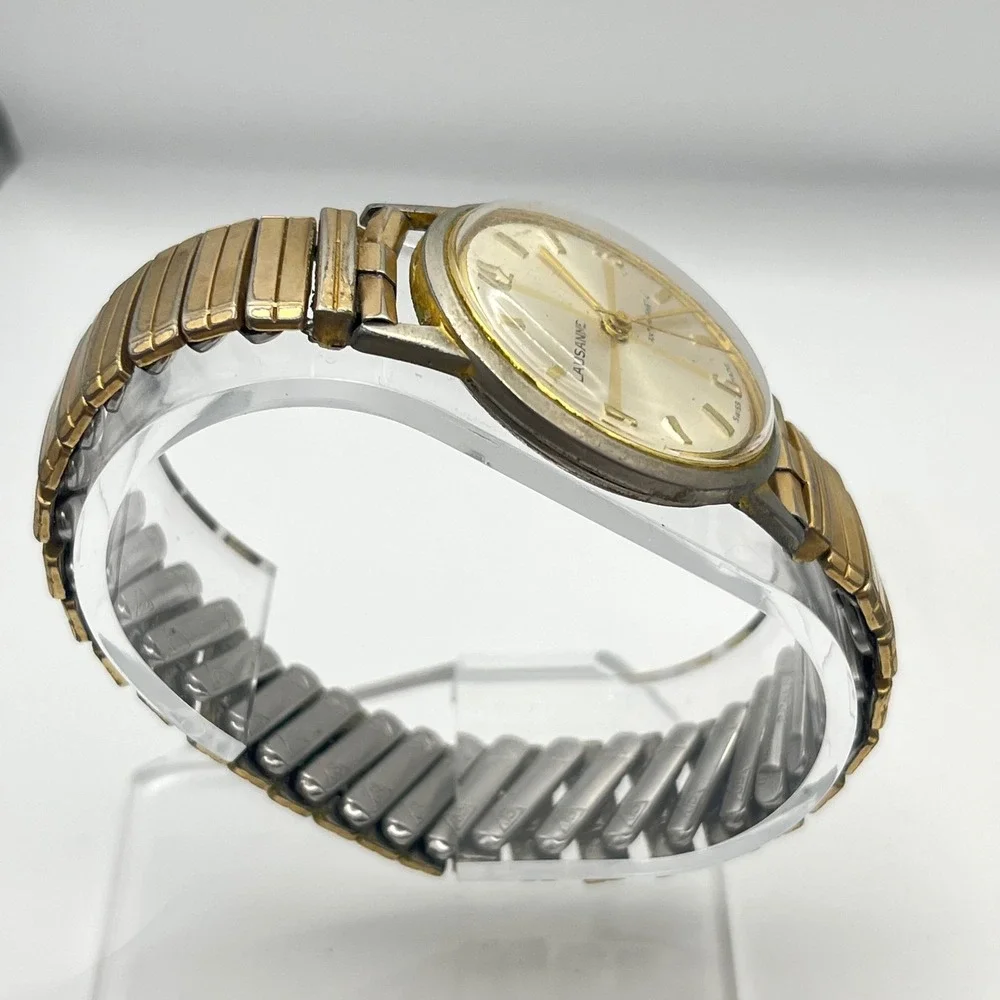 Lausanne Vintage Swiss Made Antimagnetic Watch 10715 Gold Silver READ
